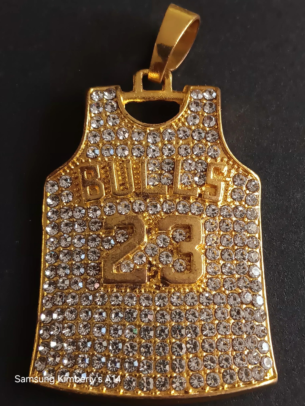 Gold Rhinestone Bulls 23 Pendant Necklace